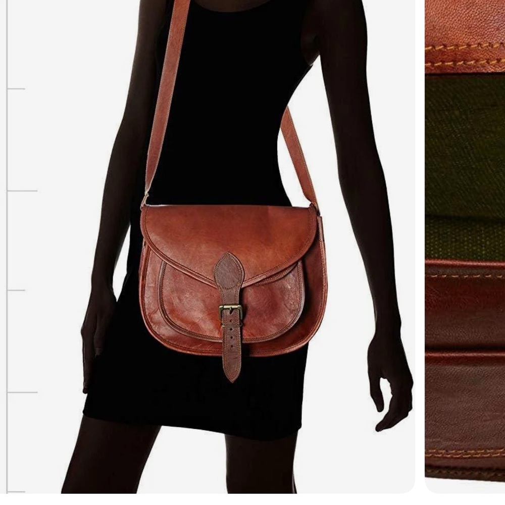 Classic Brown Leather Crossbody Bag with Metal Clasp